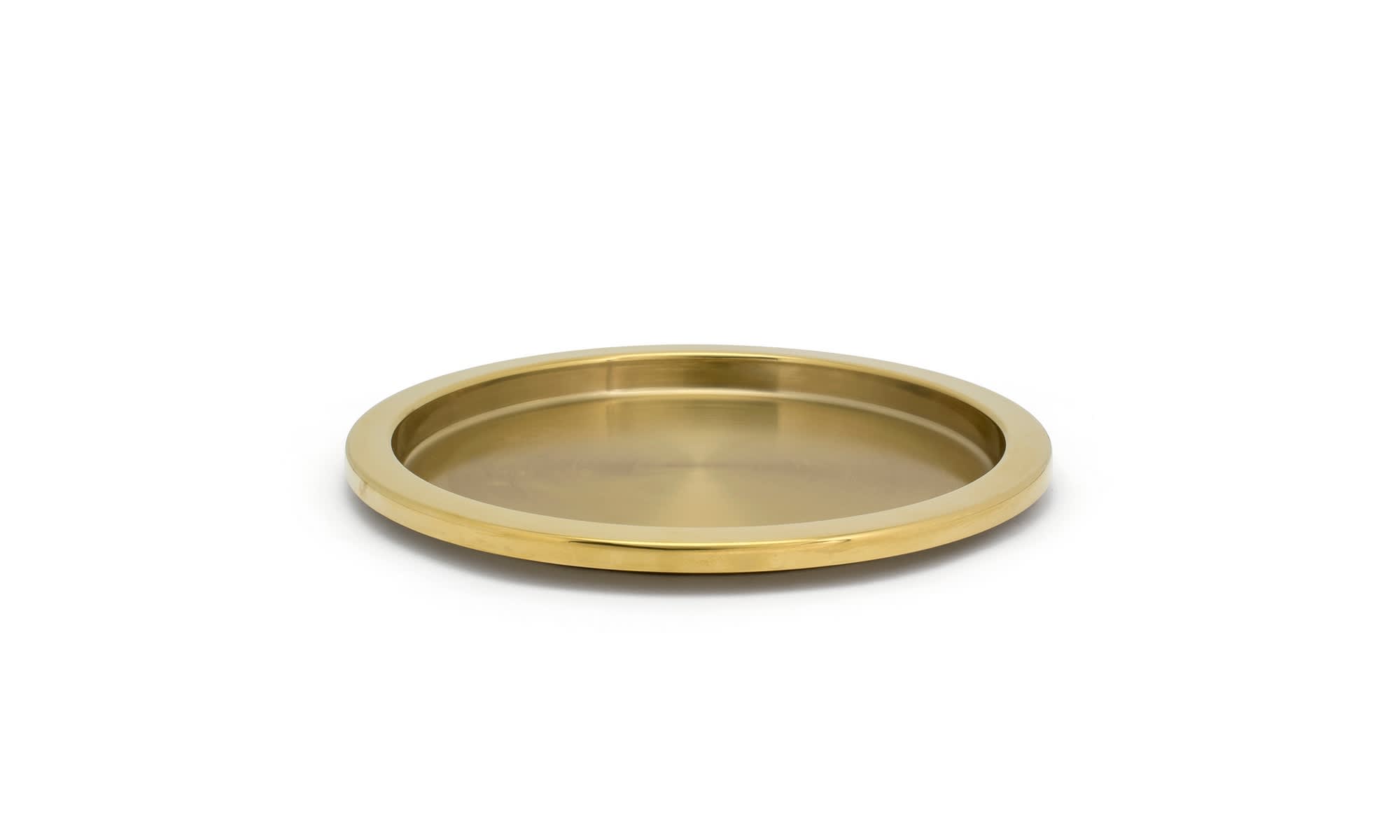 GuestSupply US | Brushed Stainless Round Tray, Matte Brass
